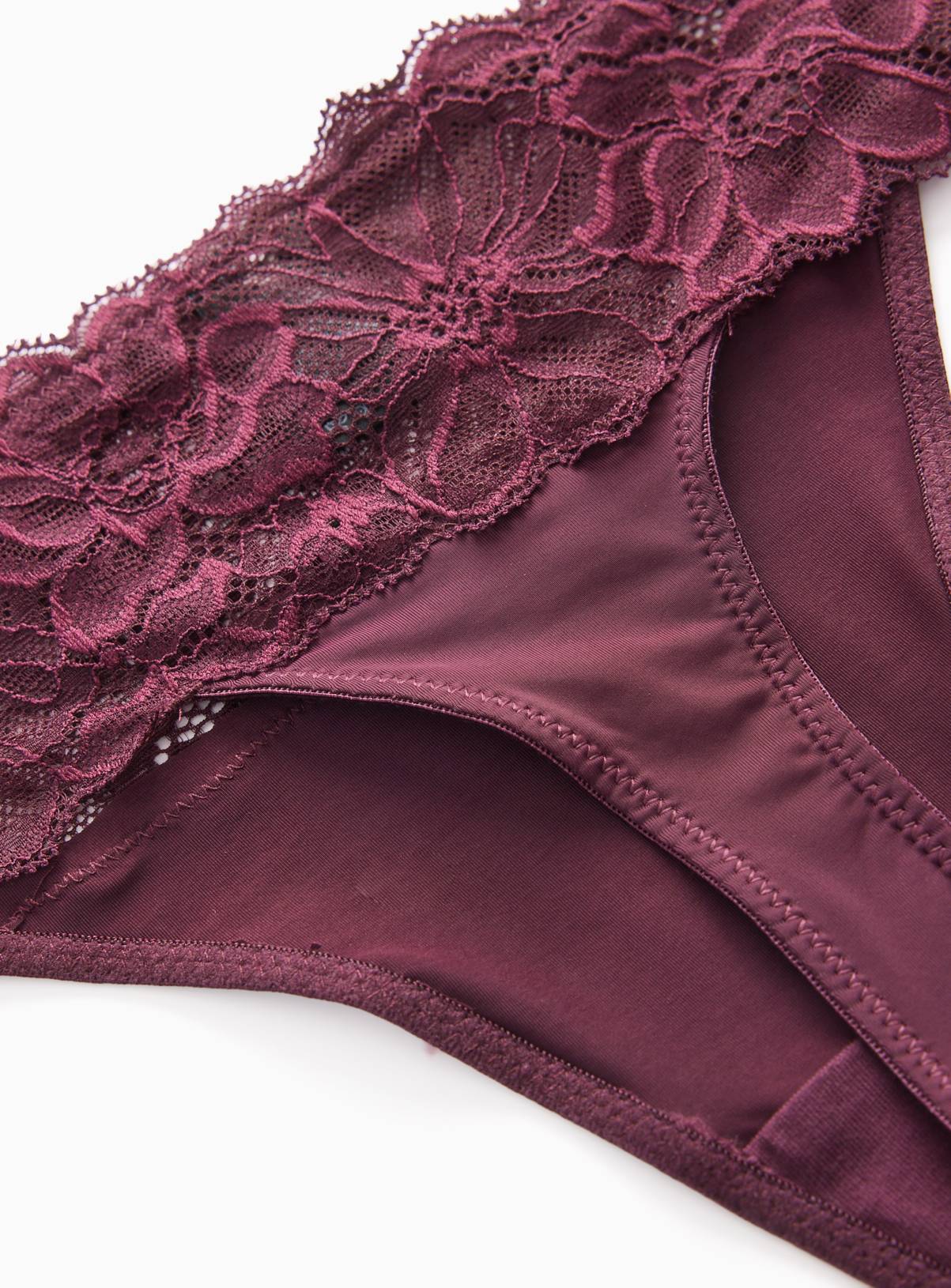 Dark Red Fleur Lace Thong 14 - Image 3